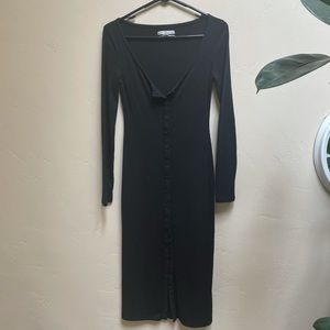 UO Hallie Ribbed Knit Cardigan MIDI Dress